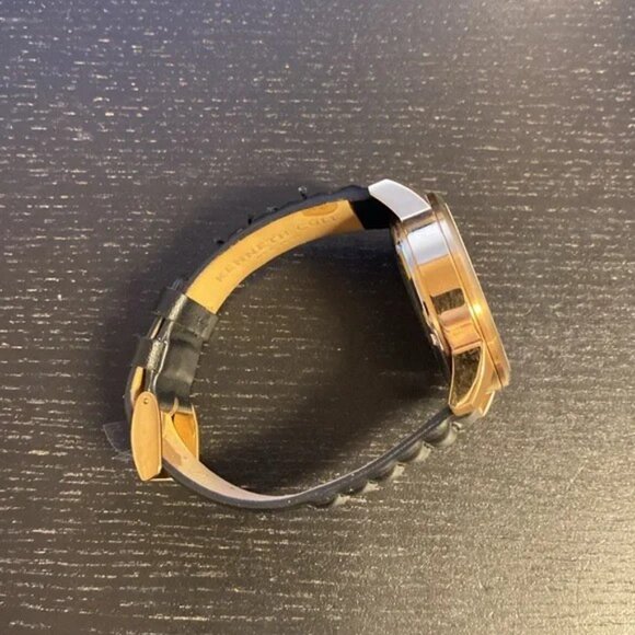 Kenneth Cole Men's Skeleton Dial Black Leather Watch - Picture 3 of 6